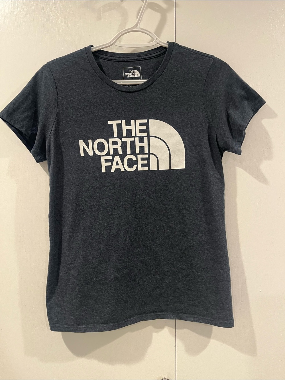 The North Face Women's Logo T-Shirt in Dark Heather Navy and White